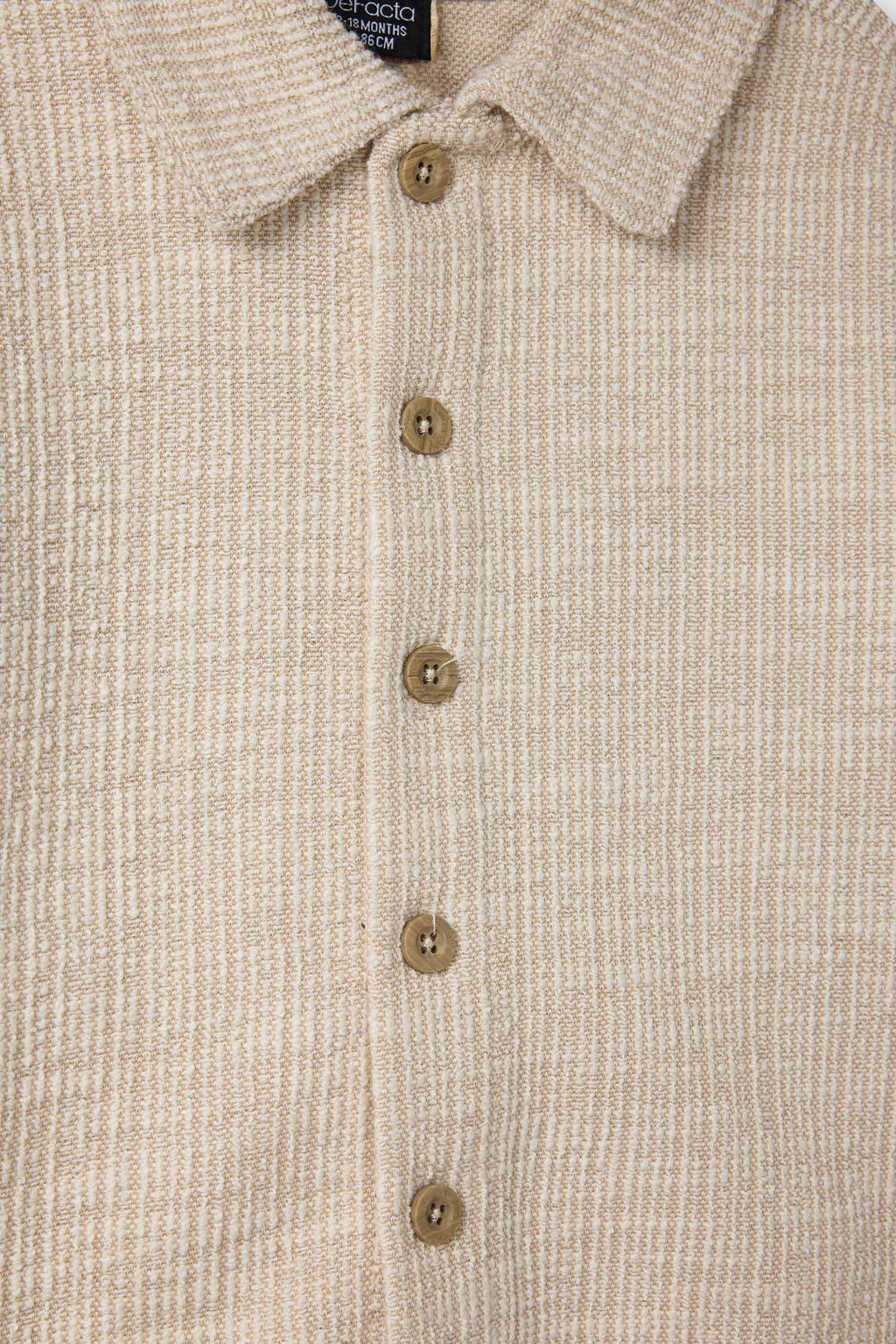 2-Piece Textured Fabric Shirt And Pants Set For Baby Boys