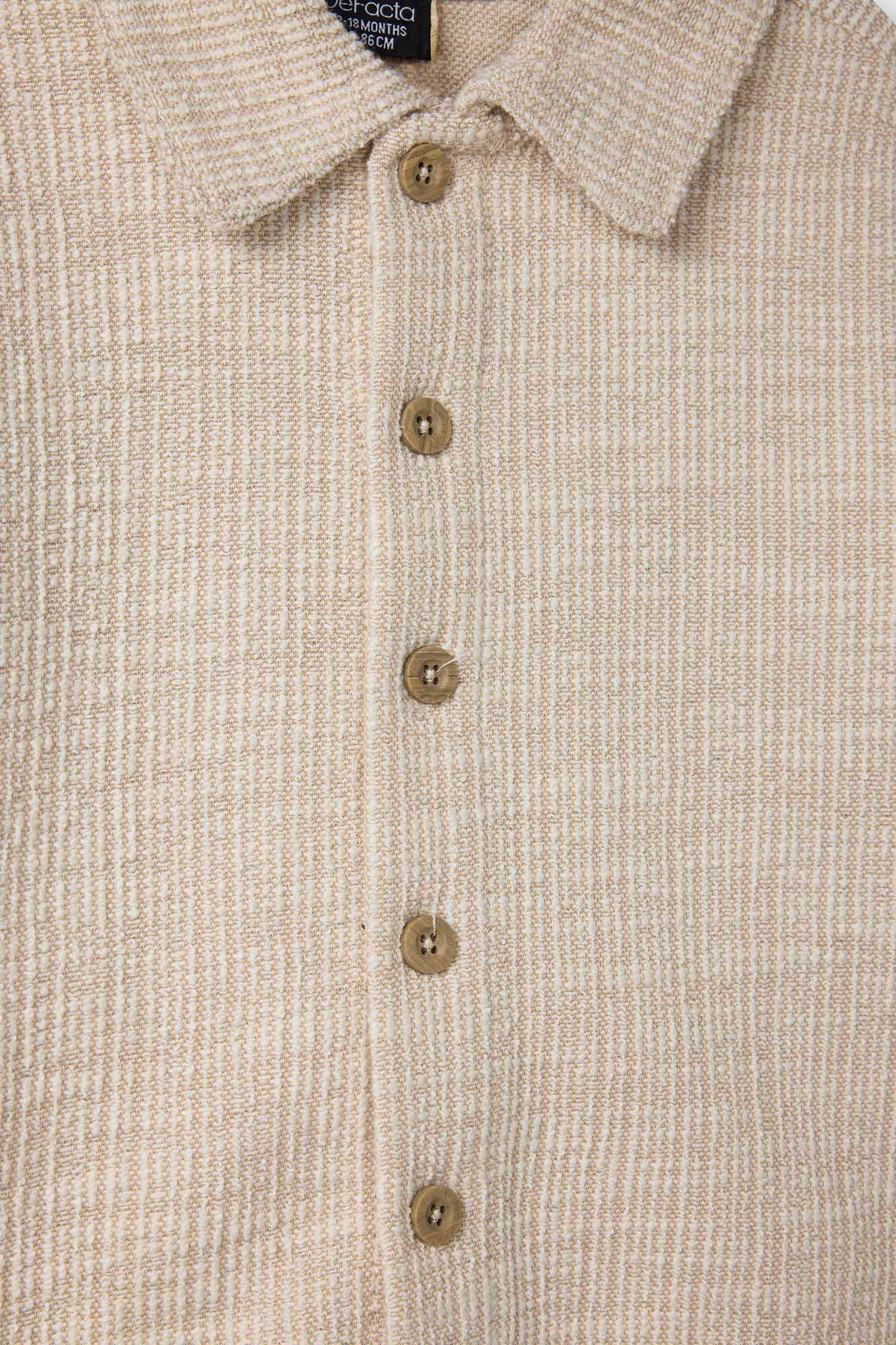 2-Piece Textured Fabric Shirt And Pants Set For Baby Boys