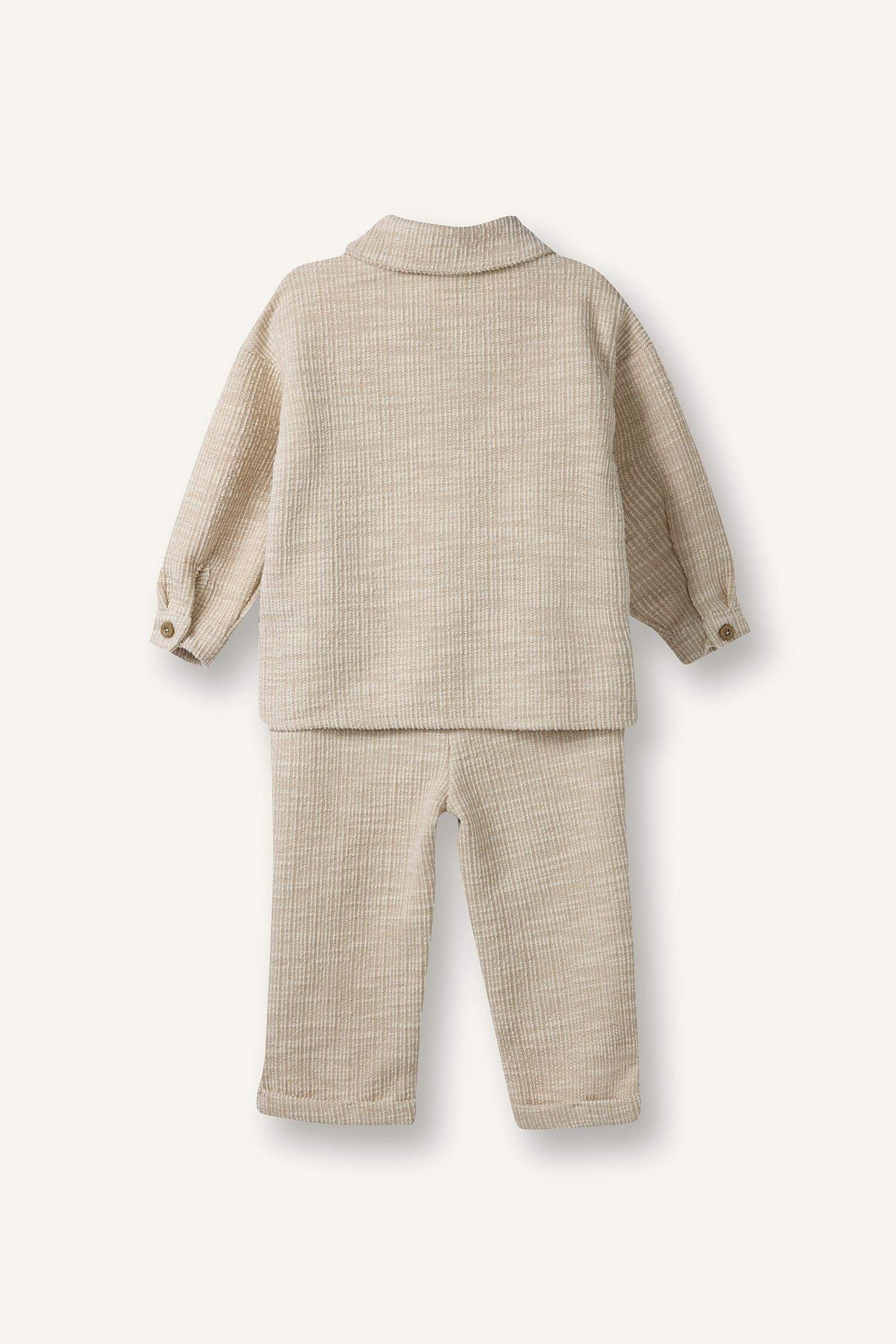 2-Piece Textured Fabric Shirt And Pants Set For Baby Boys