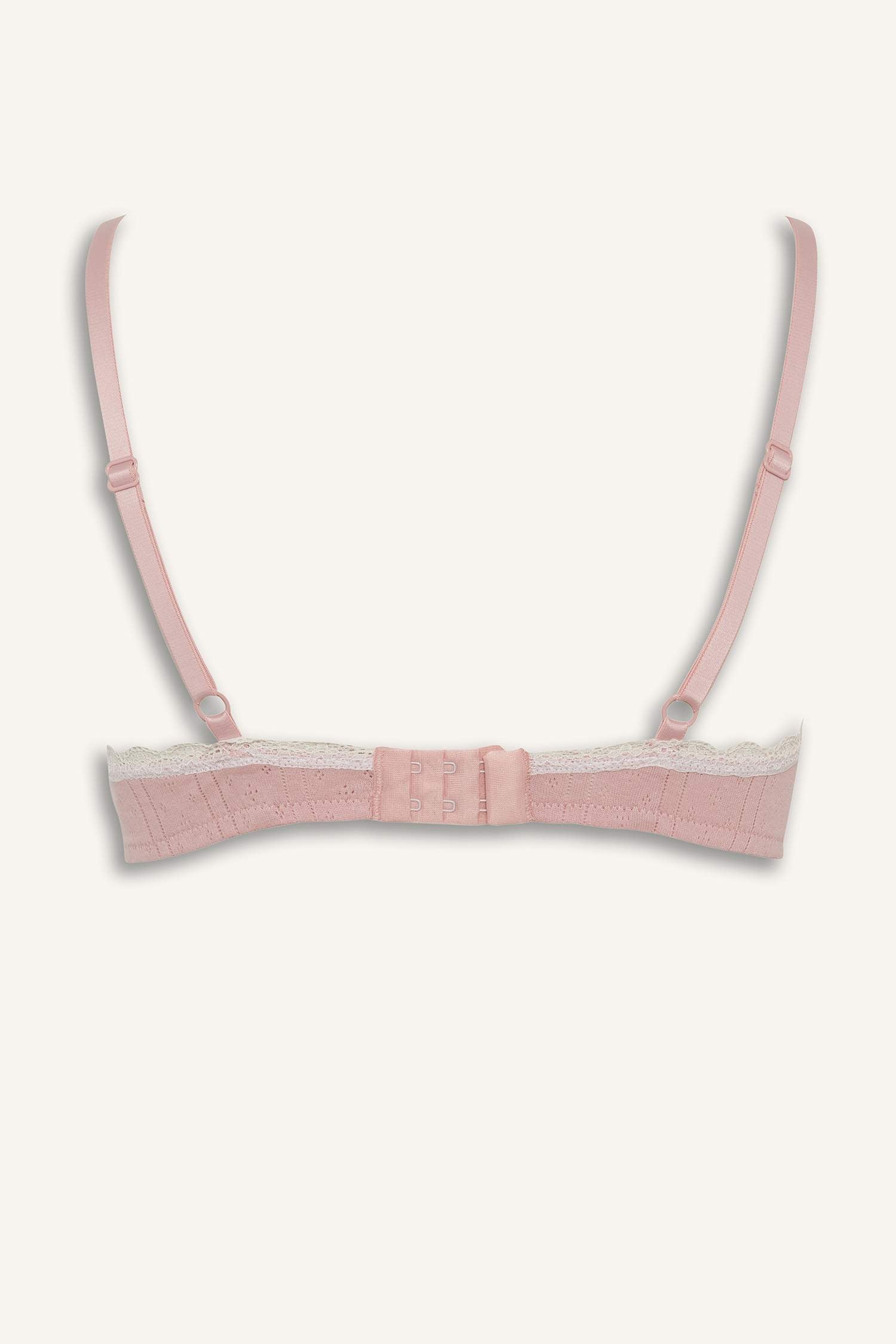 Lace-Detailed Ribbed Bralette With Removable Cups And Padded, Wire-Free Design.