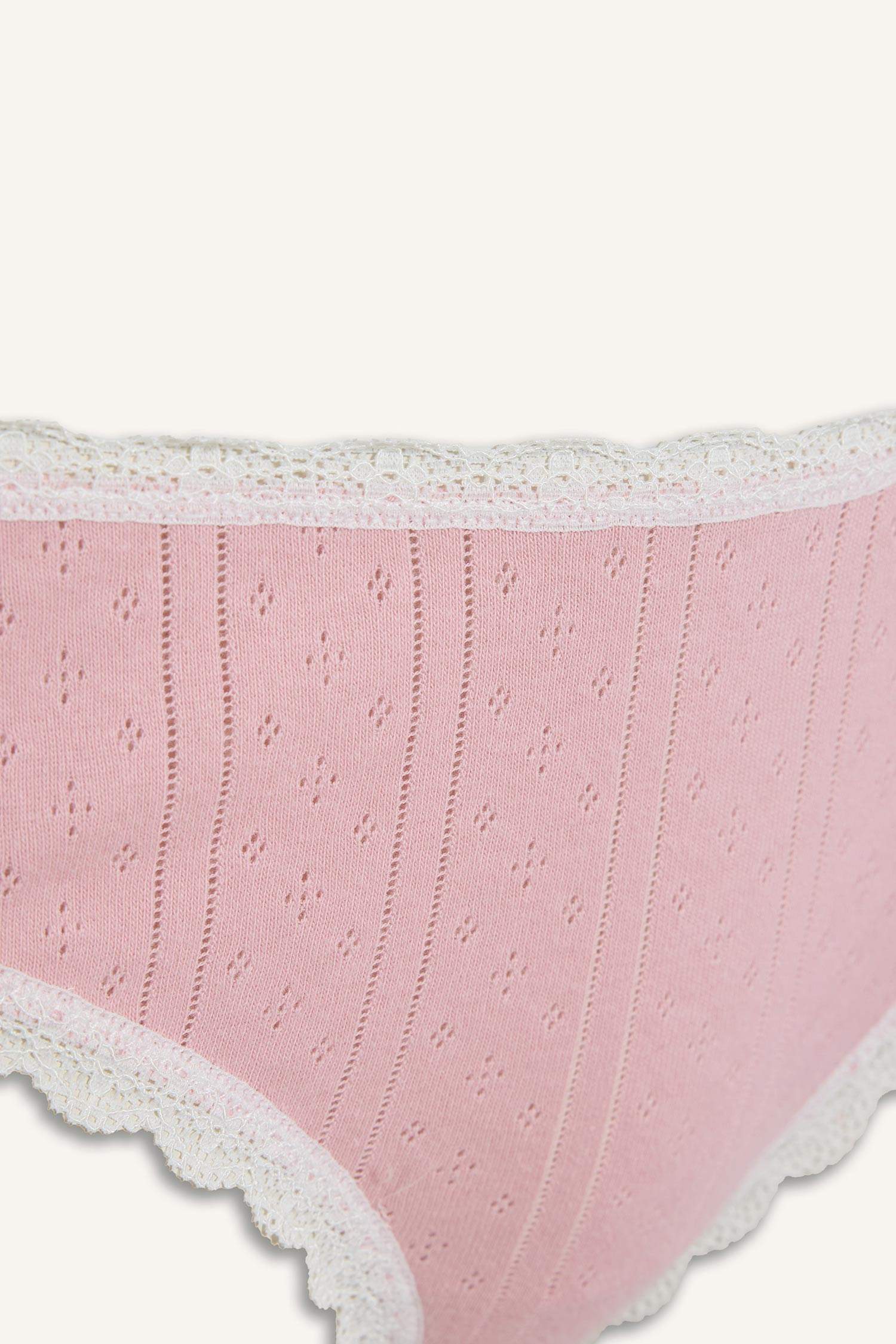 Lace-Detailed Ribbed Brazilian Panties