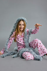 Girls Hello Kitty Christmas Themed Pajama Set - Long-sleeved top and long bottoms