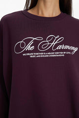 Oversize Loose Fit Crew Neck Printed Sweatshirt