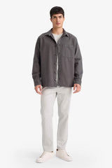 Relax Fit Polo Collar Gabardine Long-Sleeve Shirt