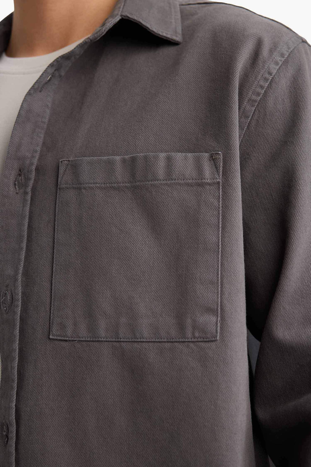 Relax Fit Polo Collar Gabardine Long-Sleeve Shirt