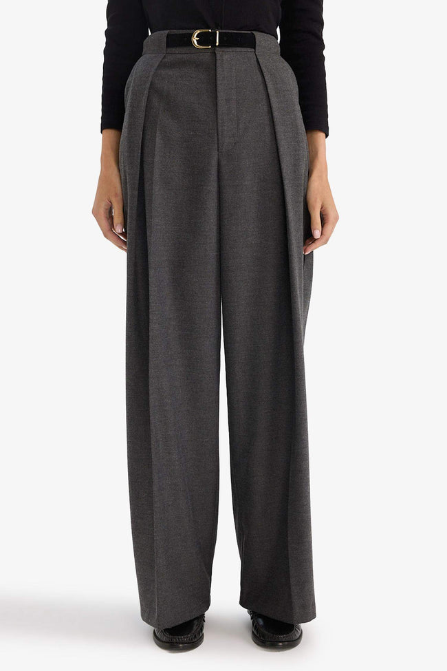 Wide Leg Double Pocket High Waist Straight Leg Trousers Main Image