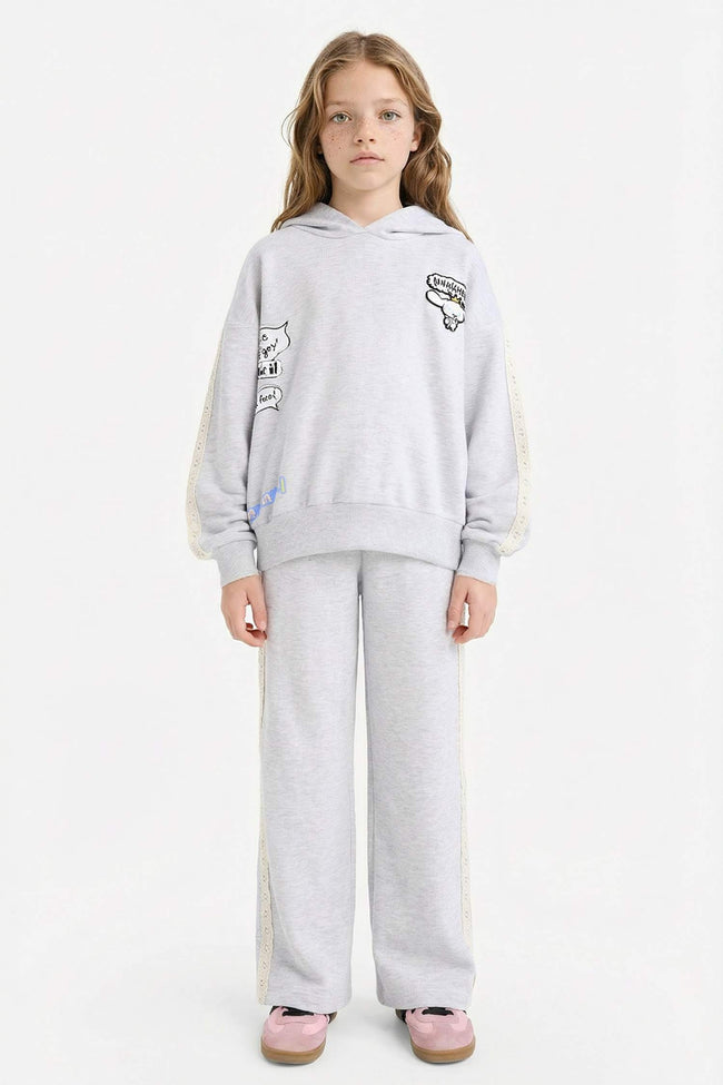 Hooded Printed Sweatshirt For Girls Main Image