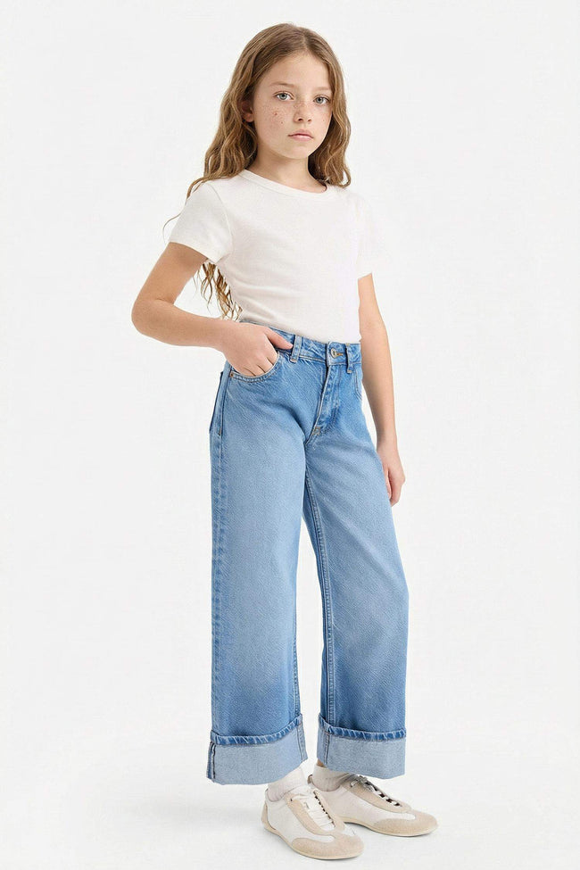 Straight Wide Leg Jeans For Girls Main Image