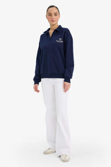 Relax Fit Polo Collar Printed Thick Sweatshirt