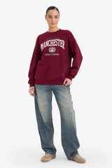 Oversize Loose Fit Crew Neck Printed Sweatshirt