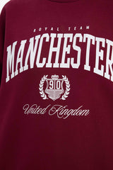 Oversize Loose Fit Crew Neck Printed Sweatshirt