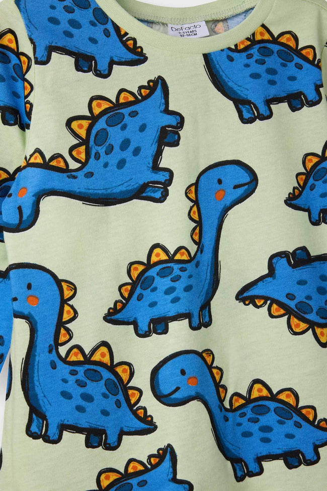 Dinosaur Pattern Pajama Set, Long Sleeve Top And Long Bottom, Baby Boy Main Image
