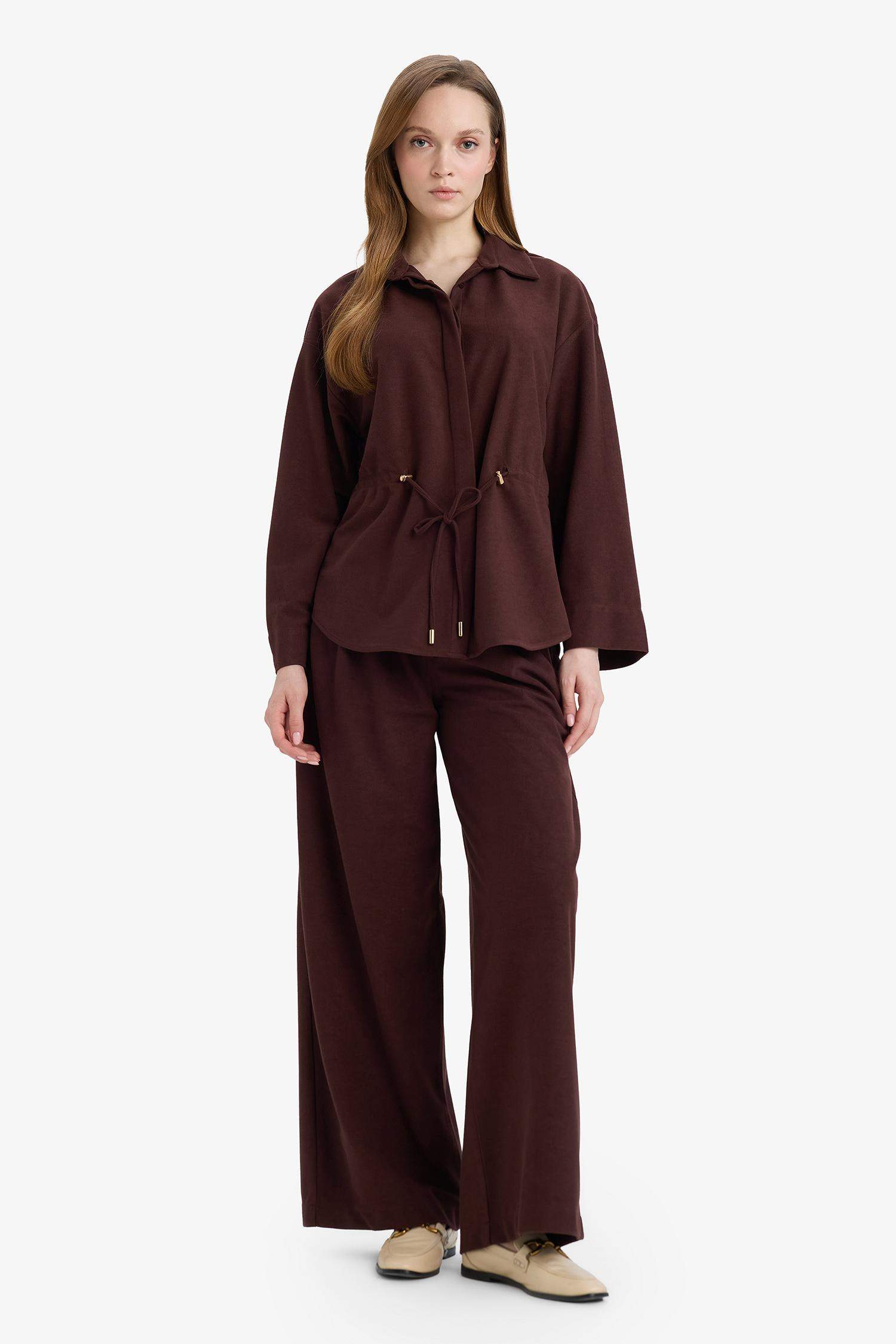 Straight Wide Suede Trousers