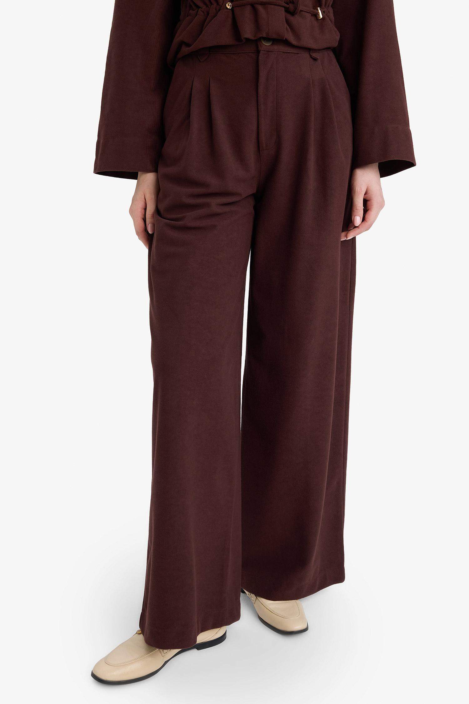 Straight Wide Suede Trousers
