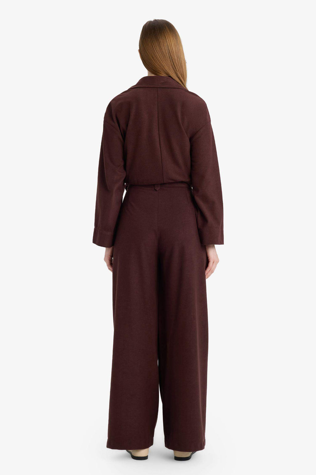 Straight Wide Suede Trousers