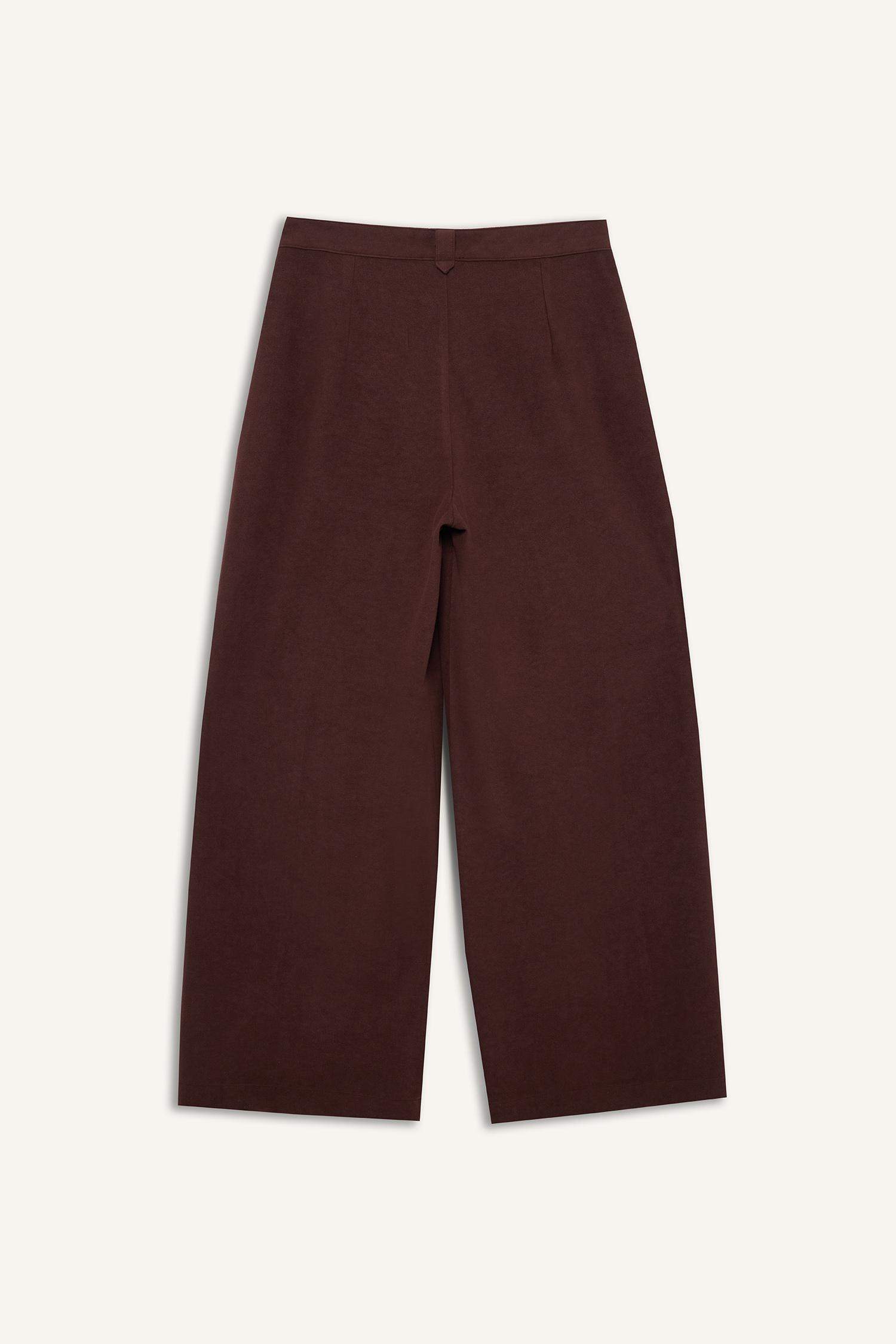 Straight Wide Suede Trousers