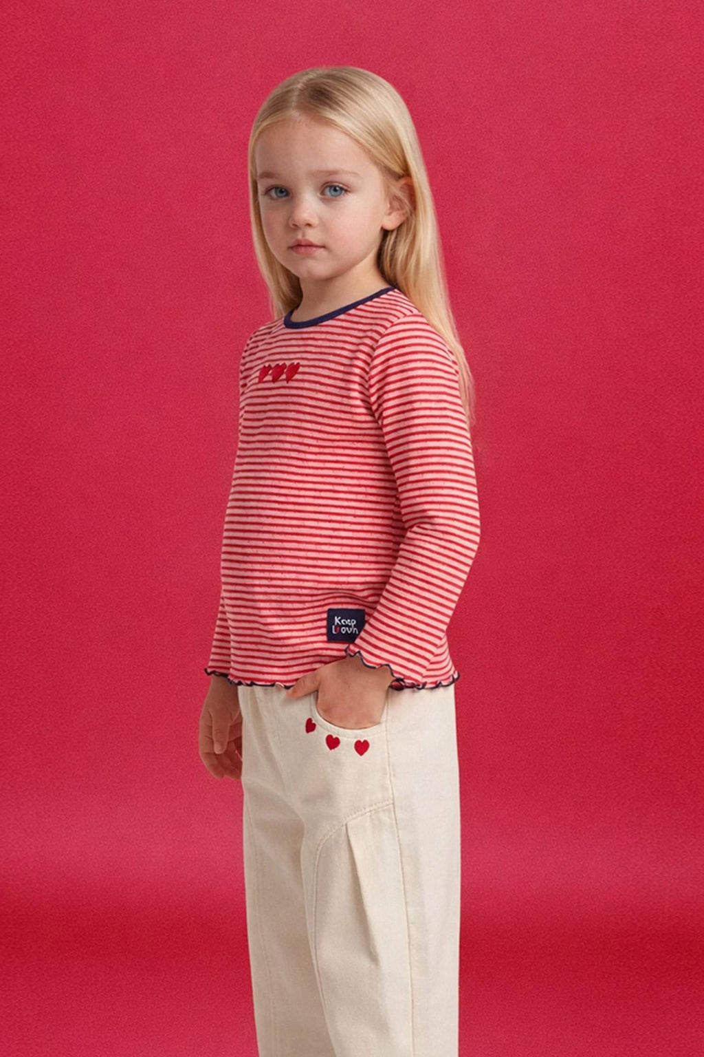 Crew Neck Striped Long-Sleeve T-Shirt For Baby Girls