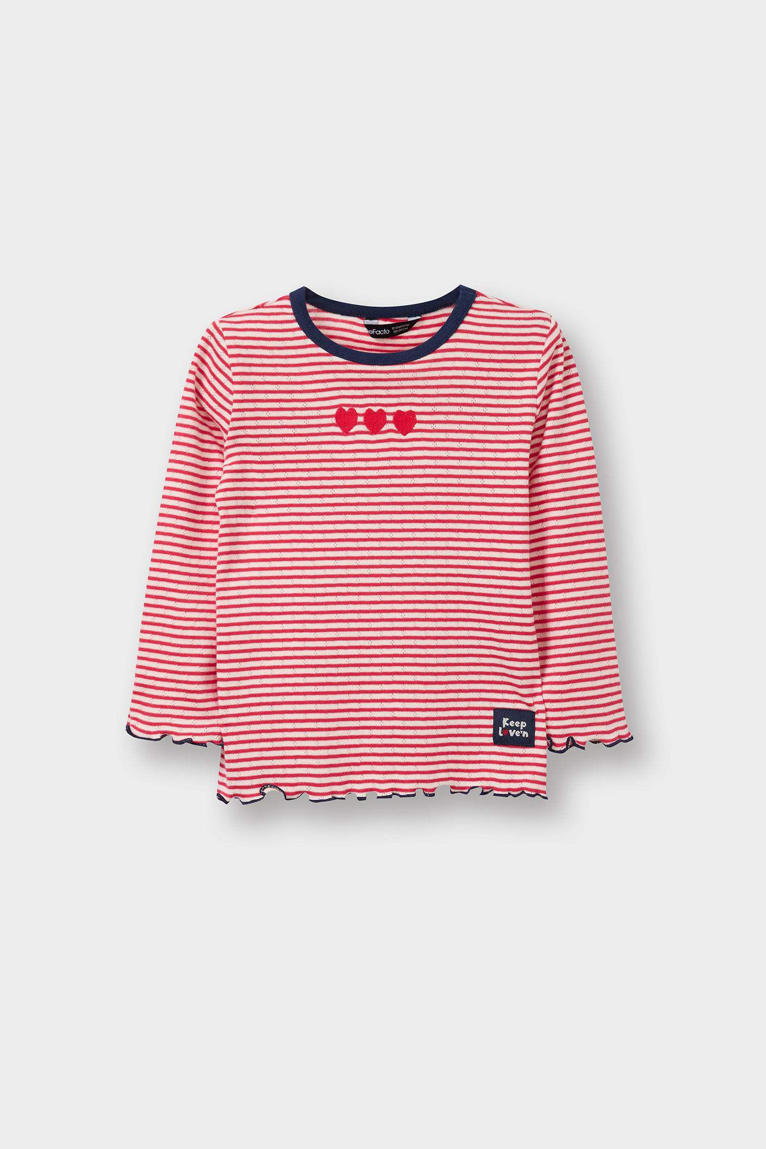 Crew Neck Striped Long-Sleeve T-Shirt For Baby Girls