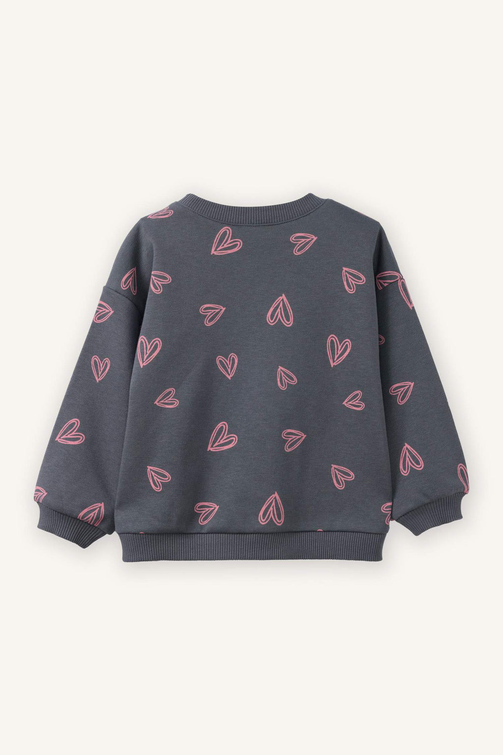 Oversize Loose Fit Crew Neck Patterned Sweatshirt For Baby Girls