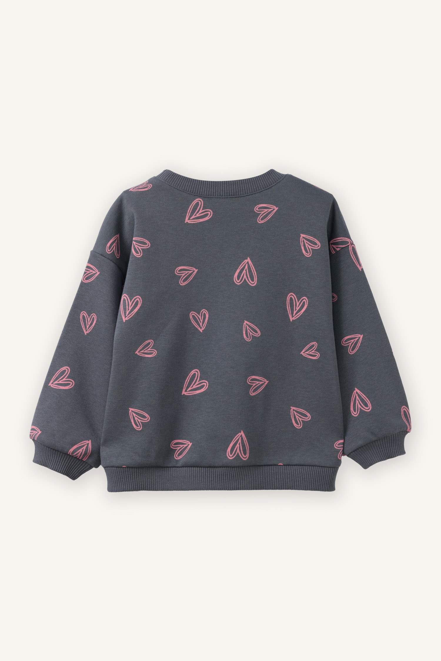 Oversize Loose Fit Crew Neck Patterned Sweatshirt For Baby Girls