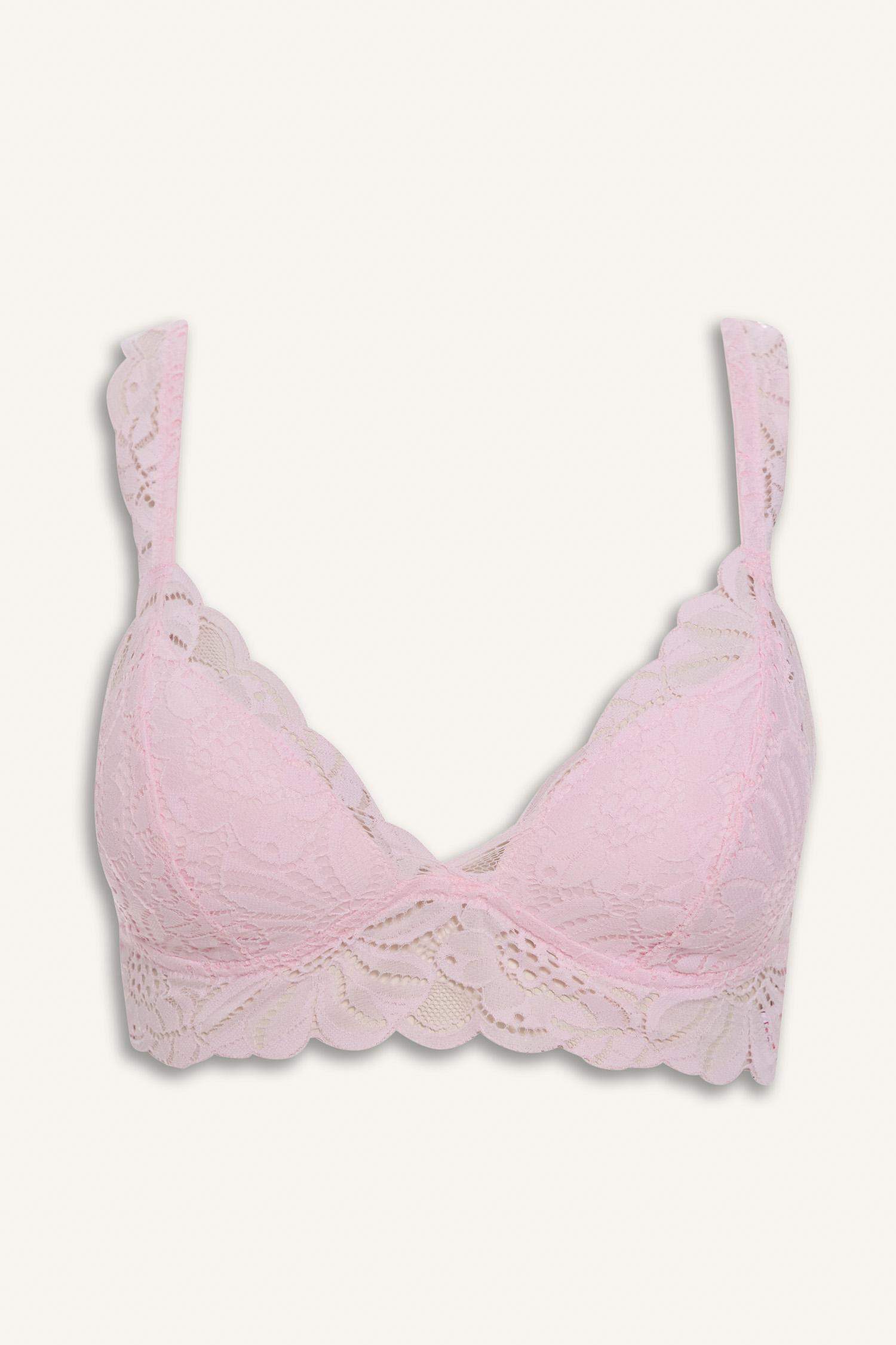 Lace-Trimmed, Padded, Wire-Free Bralette