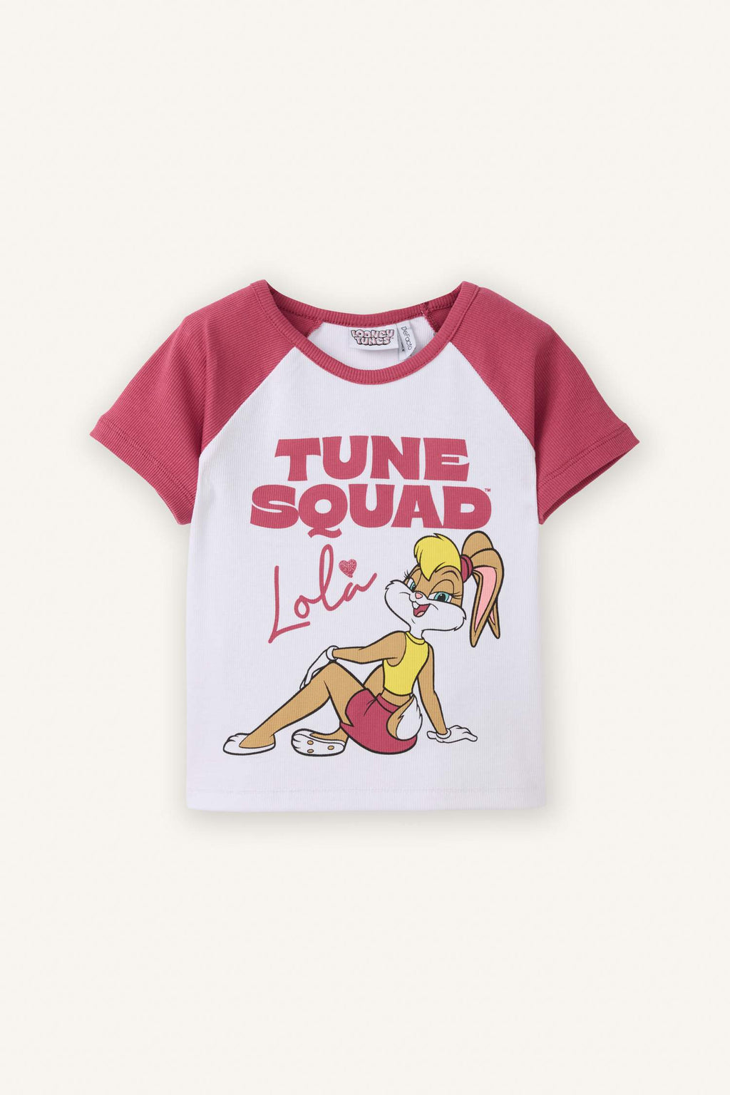Looney Tunes Cropped Fit Crew Neck Ribbed Short Sleeve T-Shirt For Girls