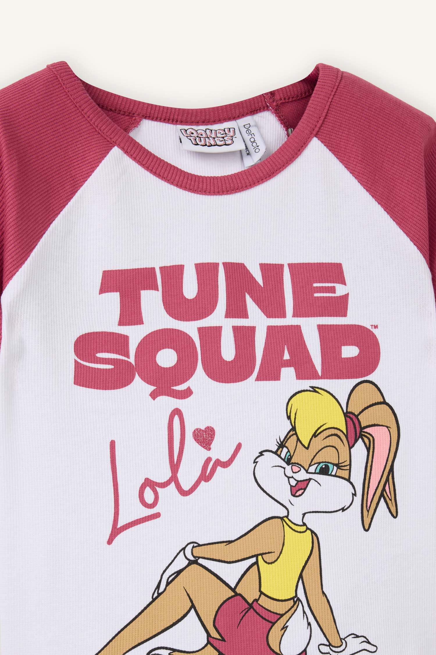 Looney Tunes Cropped Fit Crew Neck Ribbed Short Sleeve T-Shirt For Girls