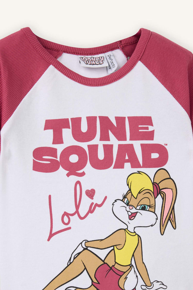 Looney Tunes Cropped Fit Crew Neck Ribbed Short Sleeve T-Shirt For Girls Main Image