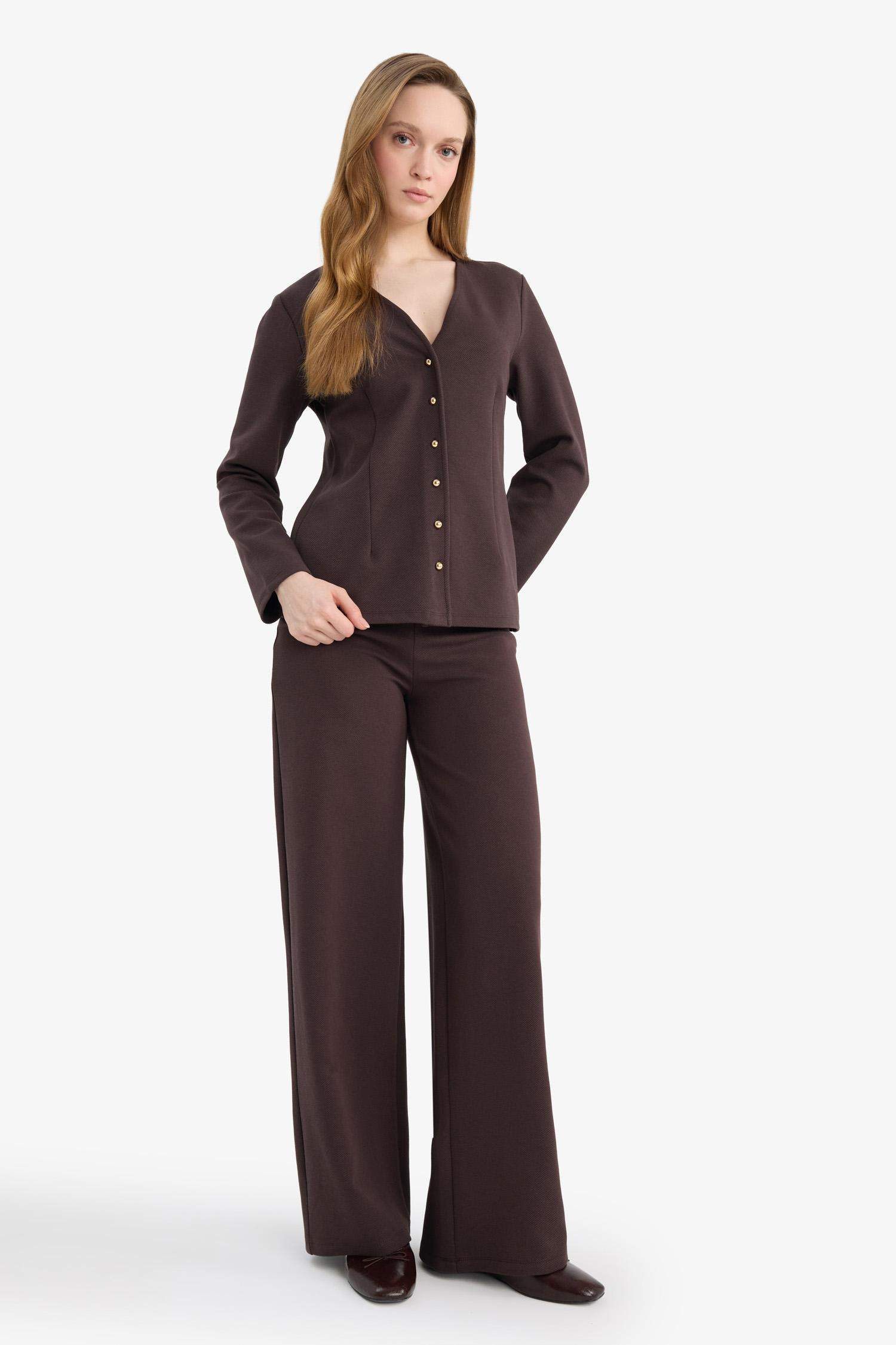 Straight Wide Leg Trousers
