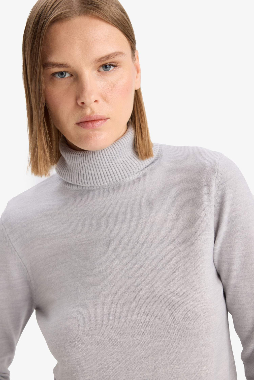 Regular Fit Soft Textured Turtleneck Basic Plain Knitwear Sweater
