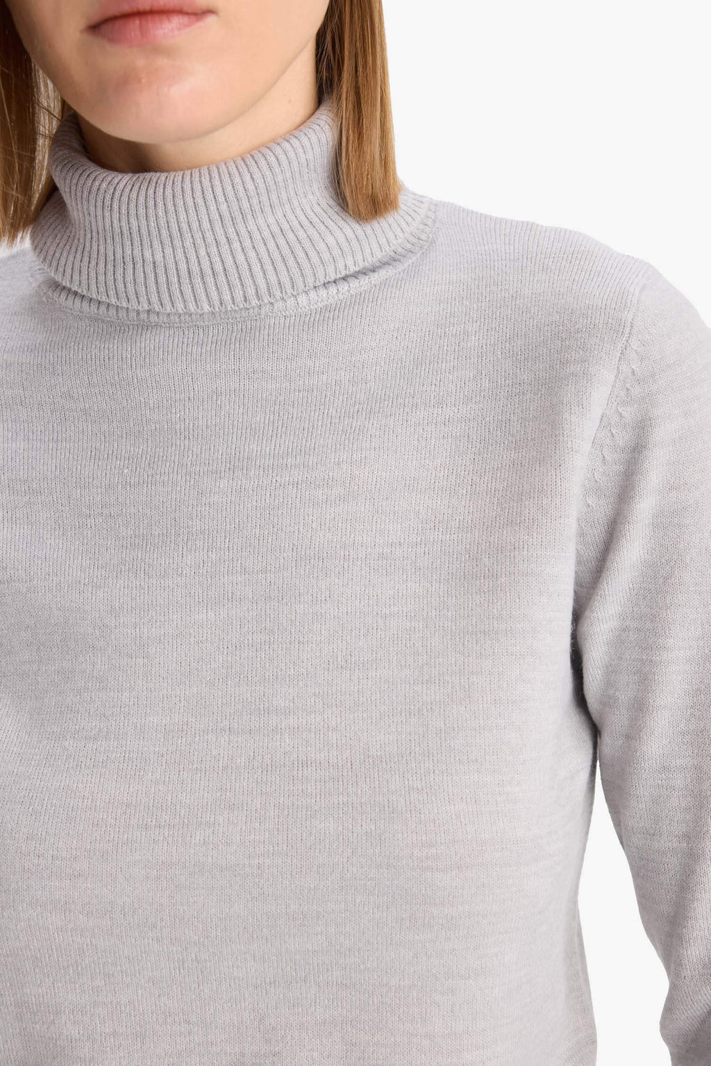 Regular Fit Soft Textured Turtleneck Basic Plain Knitwear Sweater