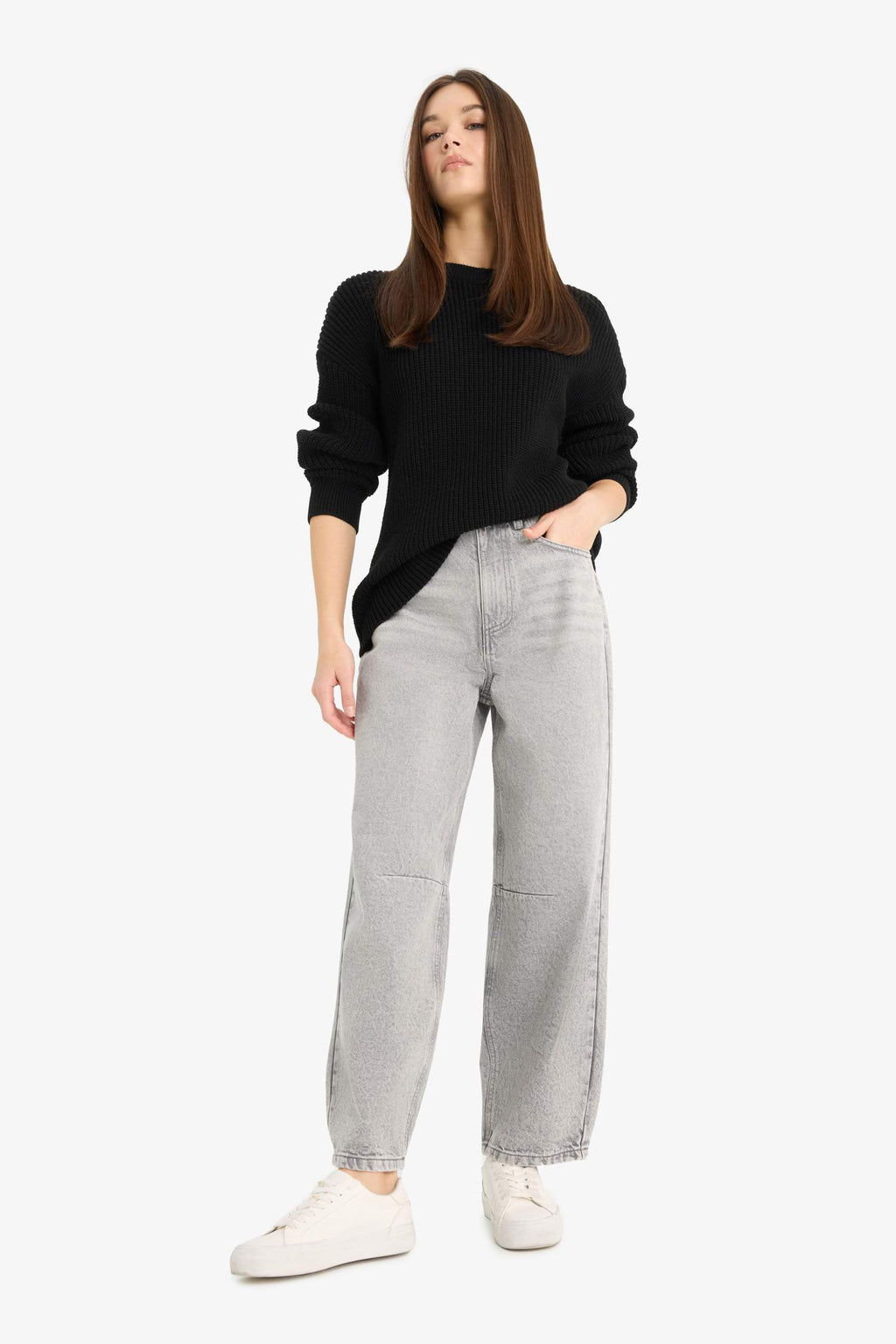 Regular Fit Crew Neck Selanik Fabric Basic Plain Knitwear Sweater