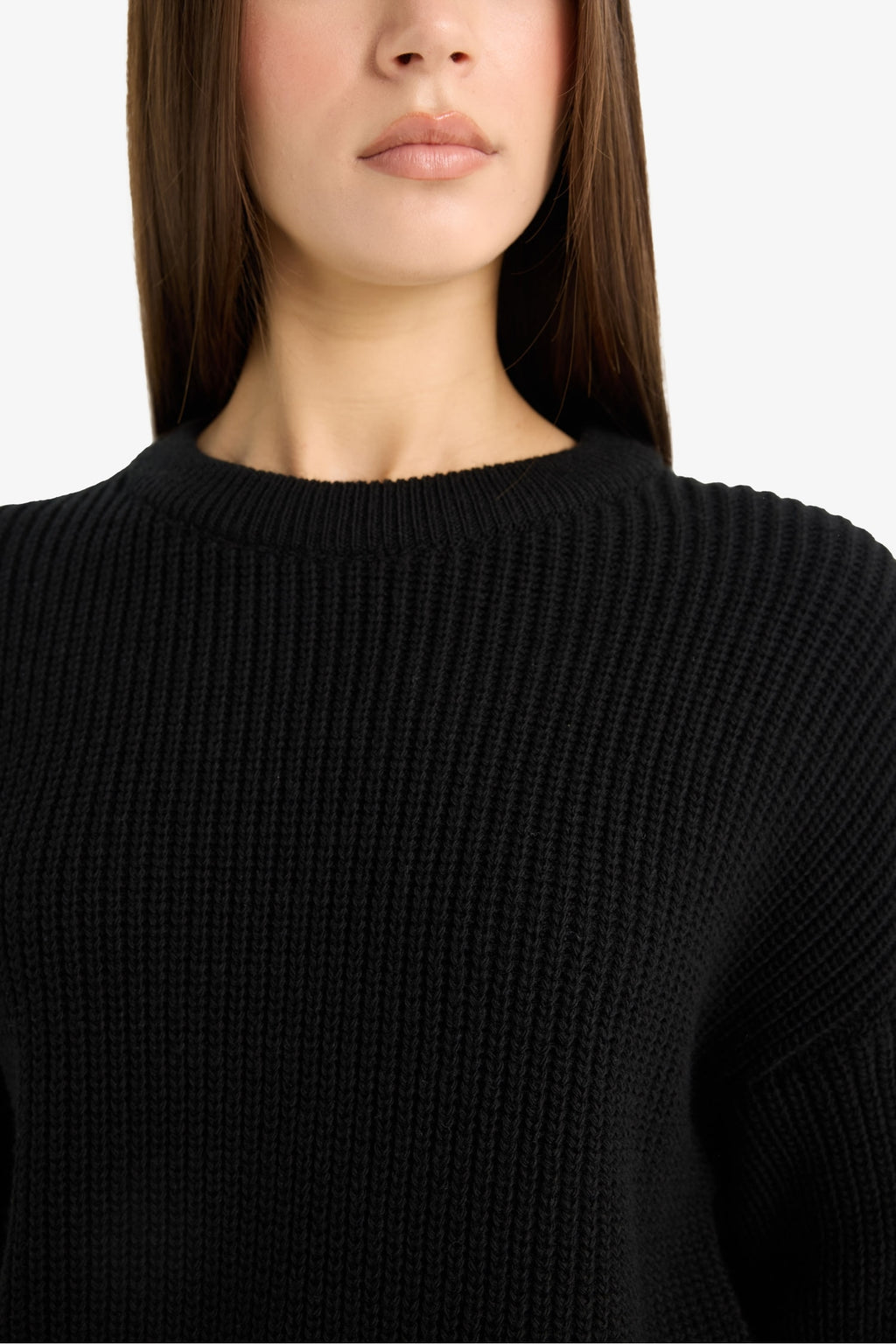 Regular Fit Crew Neck Selanik Fabric Basic Plain Knitwear Sweater