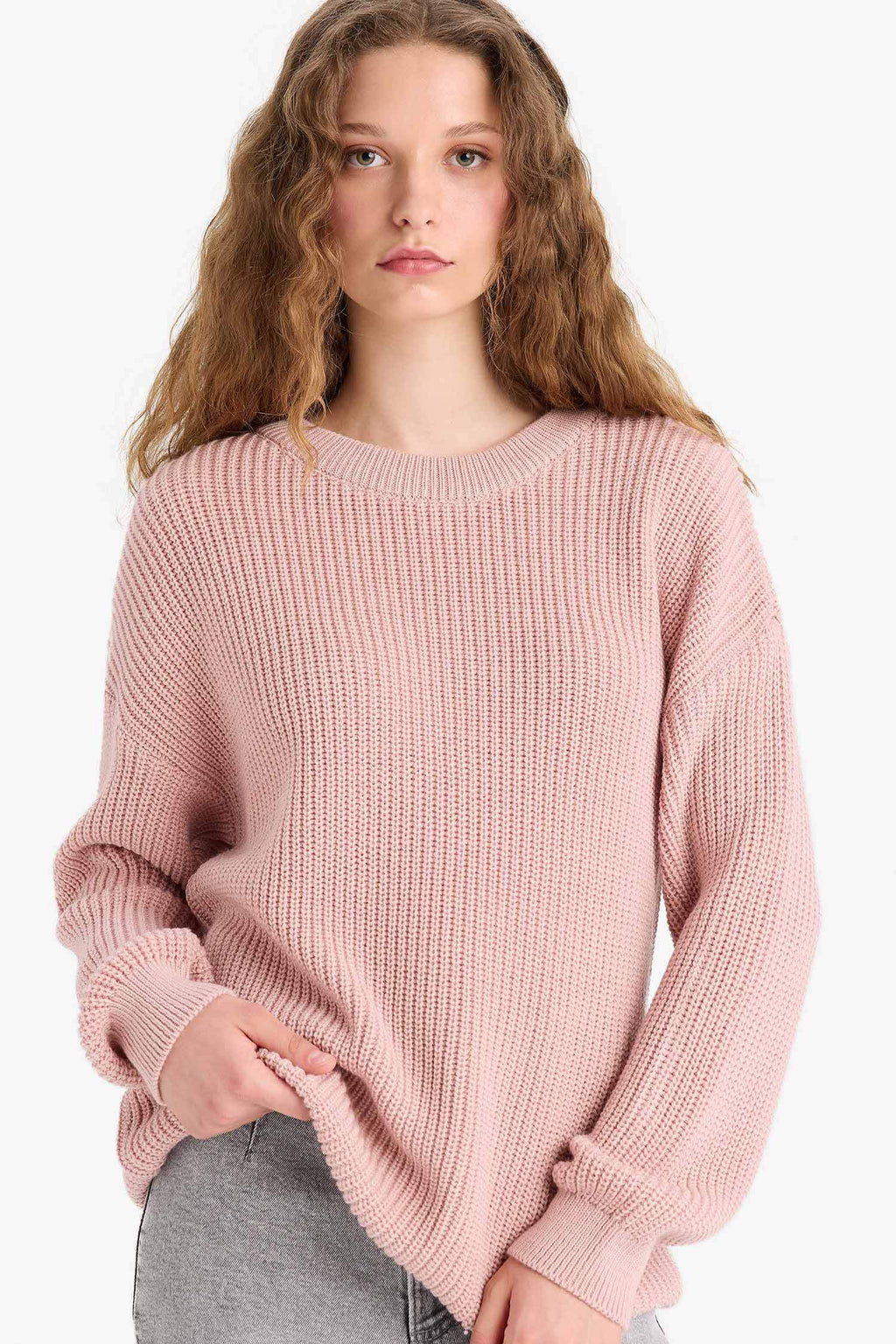 Regular Fit Crew Neck Selanik Fabric Basic Plain Knitwear Sweater