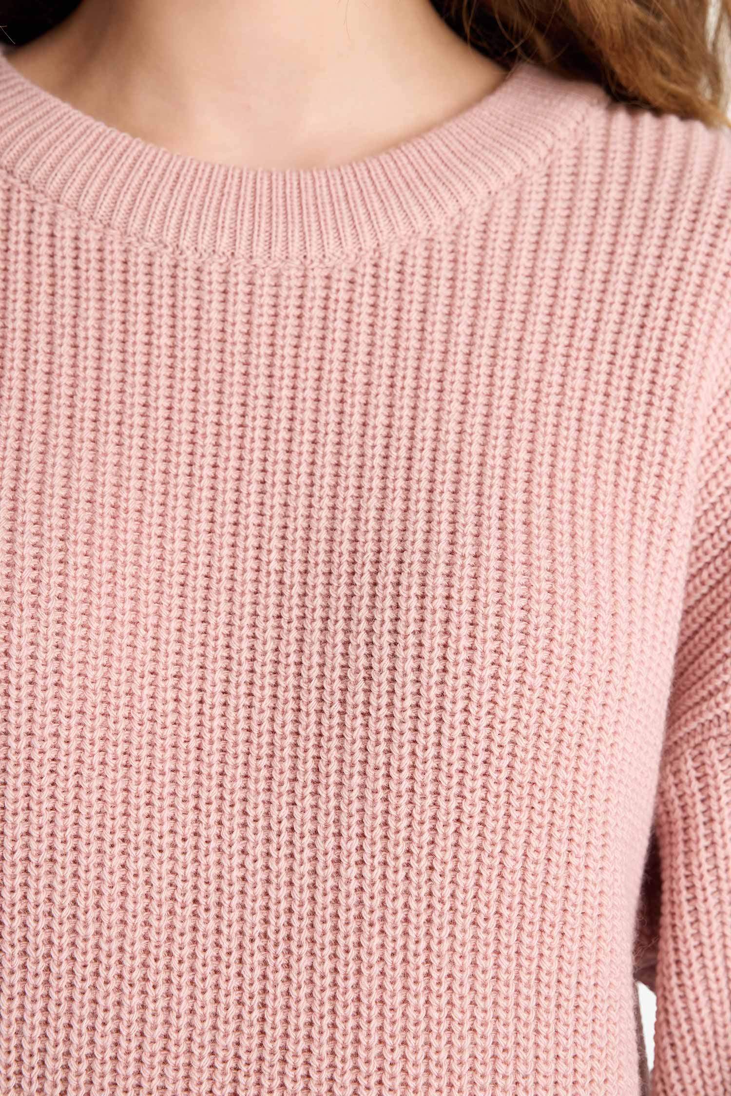 Regular Fit Crew Neck Selanik Fabric Basic Plain Knitwear Sweater