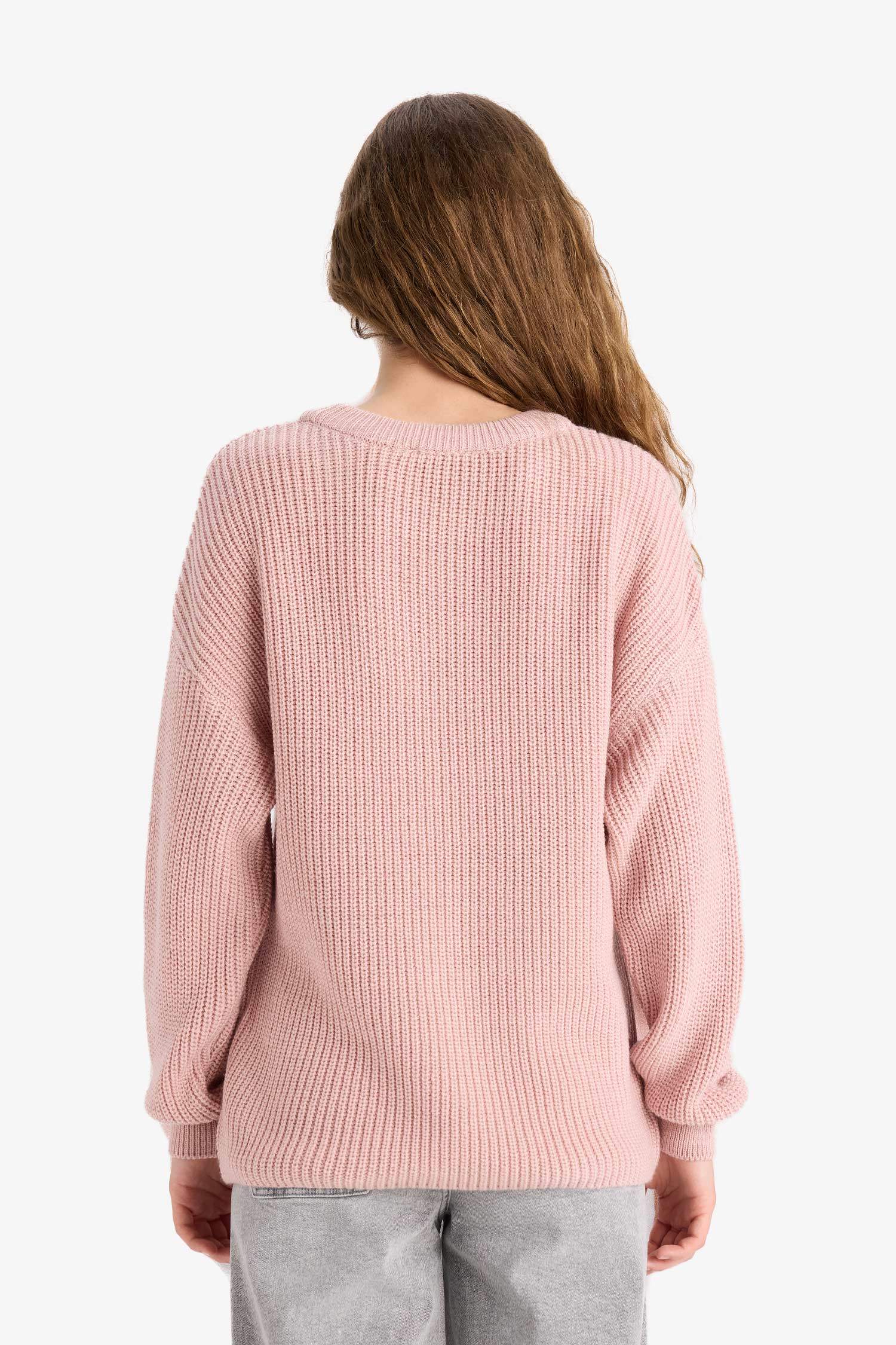 Regular Fit Crew Neck Selanik Fabric Basic Plain Knitwear Sweater