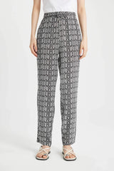 Harem Patterned Viscose Fabric Pants Pocketed Esnel Certain High Waist