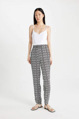 Harem Patterned Viscose Fabric Pants Pocketed Esnel Certain High Waist