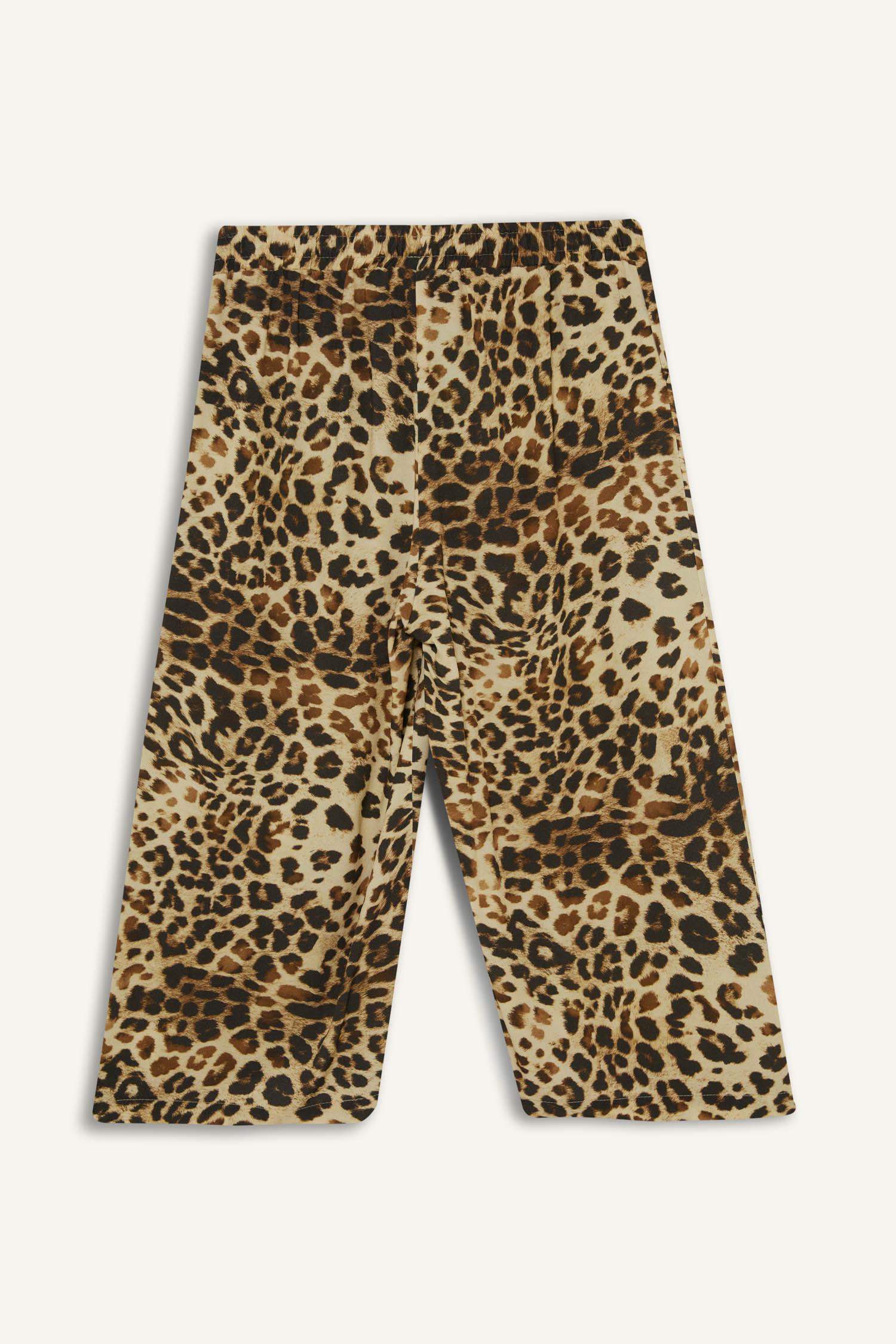 High Waist Elastic Leopard Viscose Capri