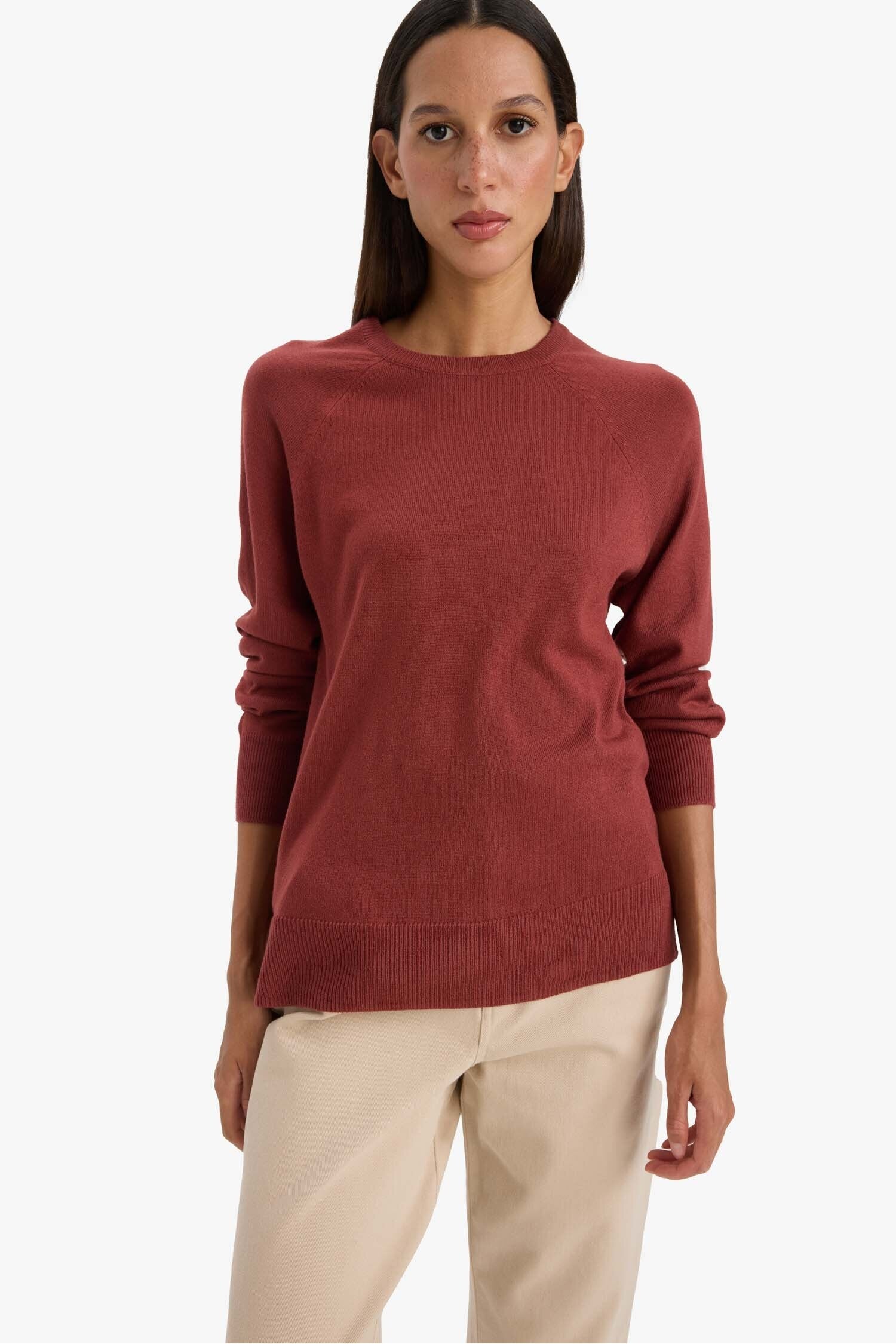 Relax Fit Crew Neck Basic Plain Knit Sweater