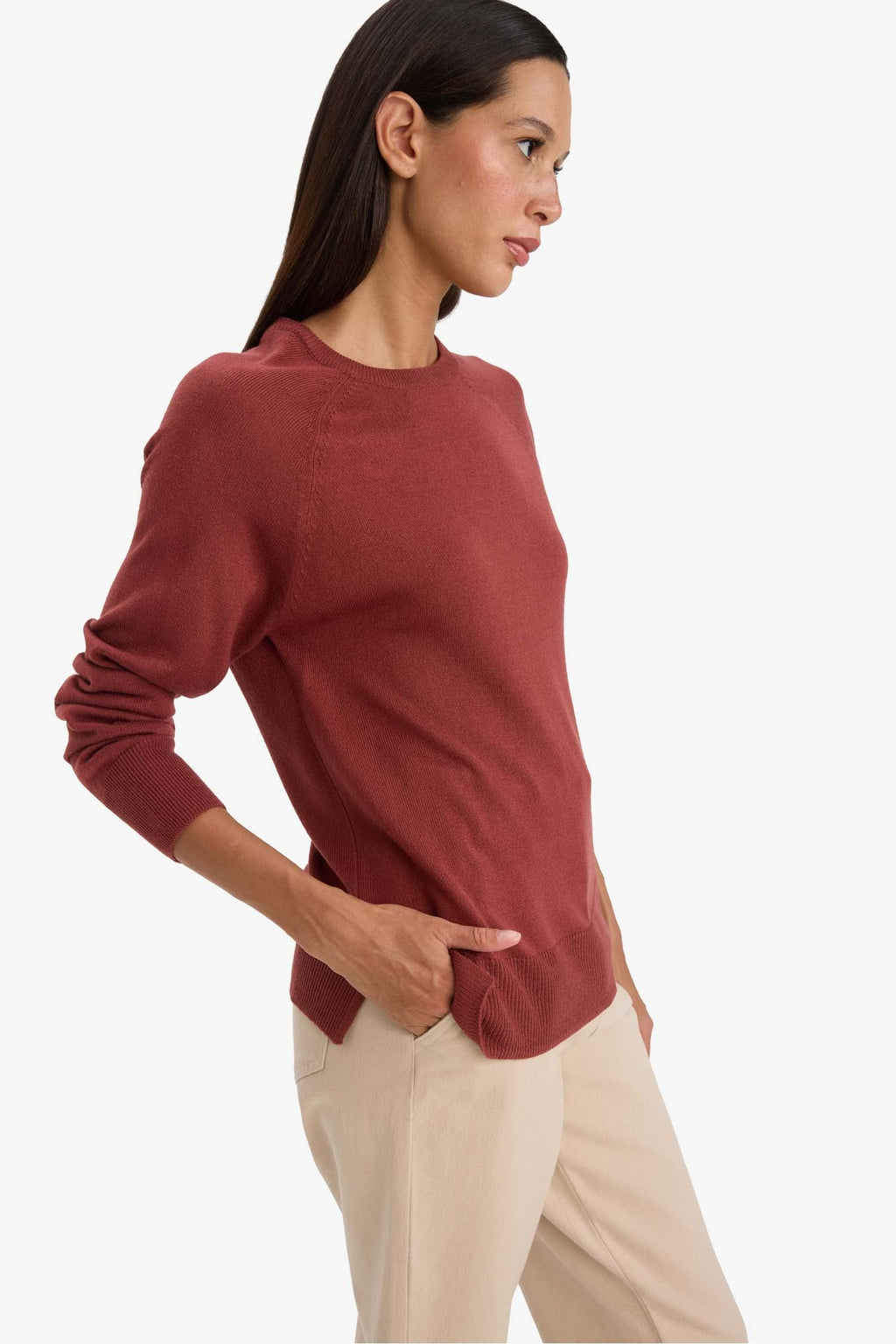 Relax Fit Crew Neck Basic Plain Knit Sweater