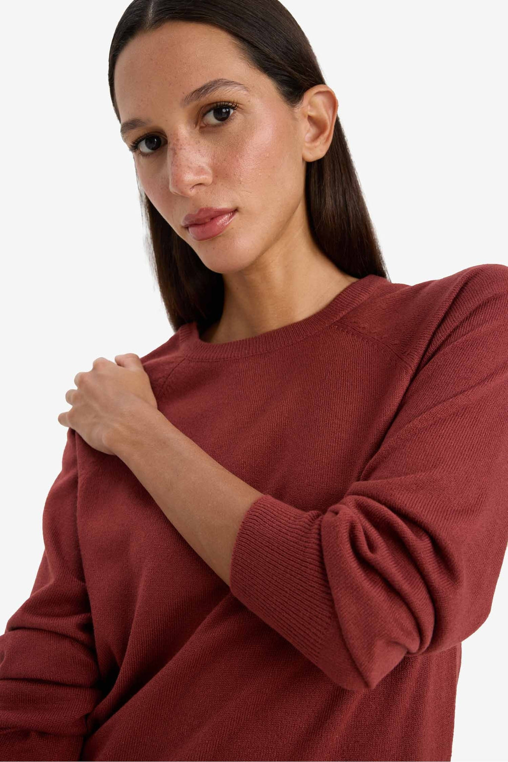 Relax Fit Crew Neck Basic Plain Knit Sweater