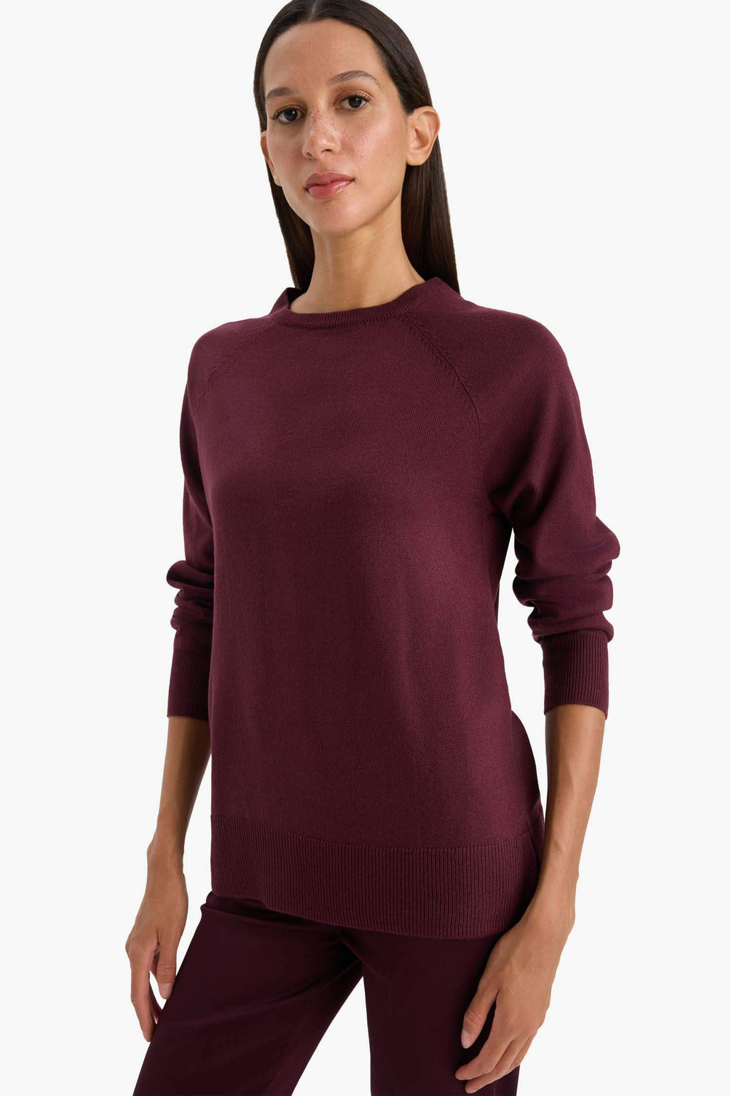 Relax Fit Crew Neck Basic Plain Knit Sweater