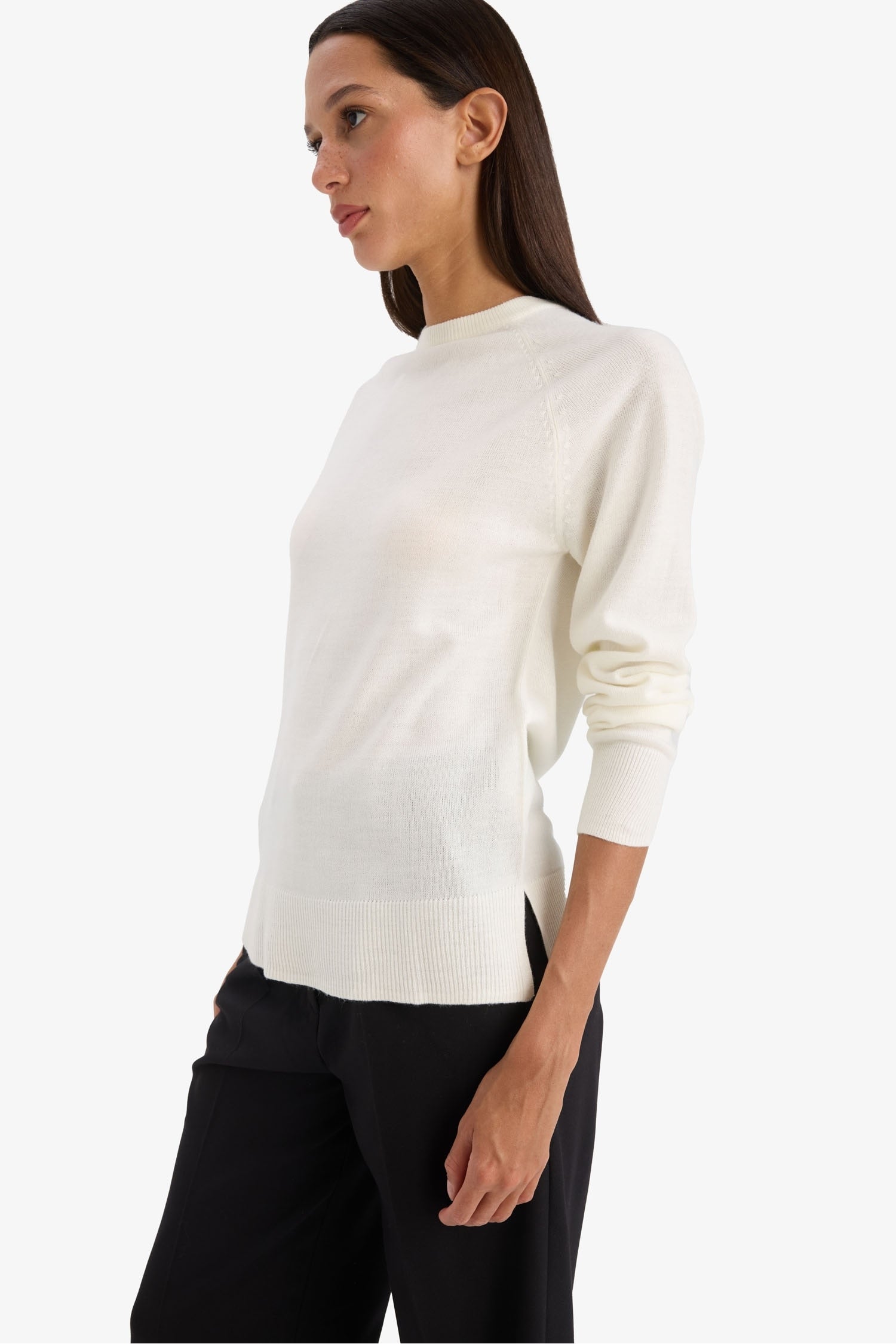 Relax Fit Crew Neck Basic Plain Knit Sweater
