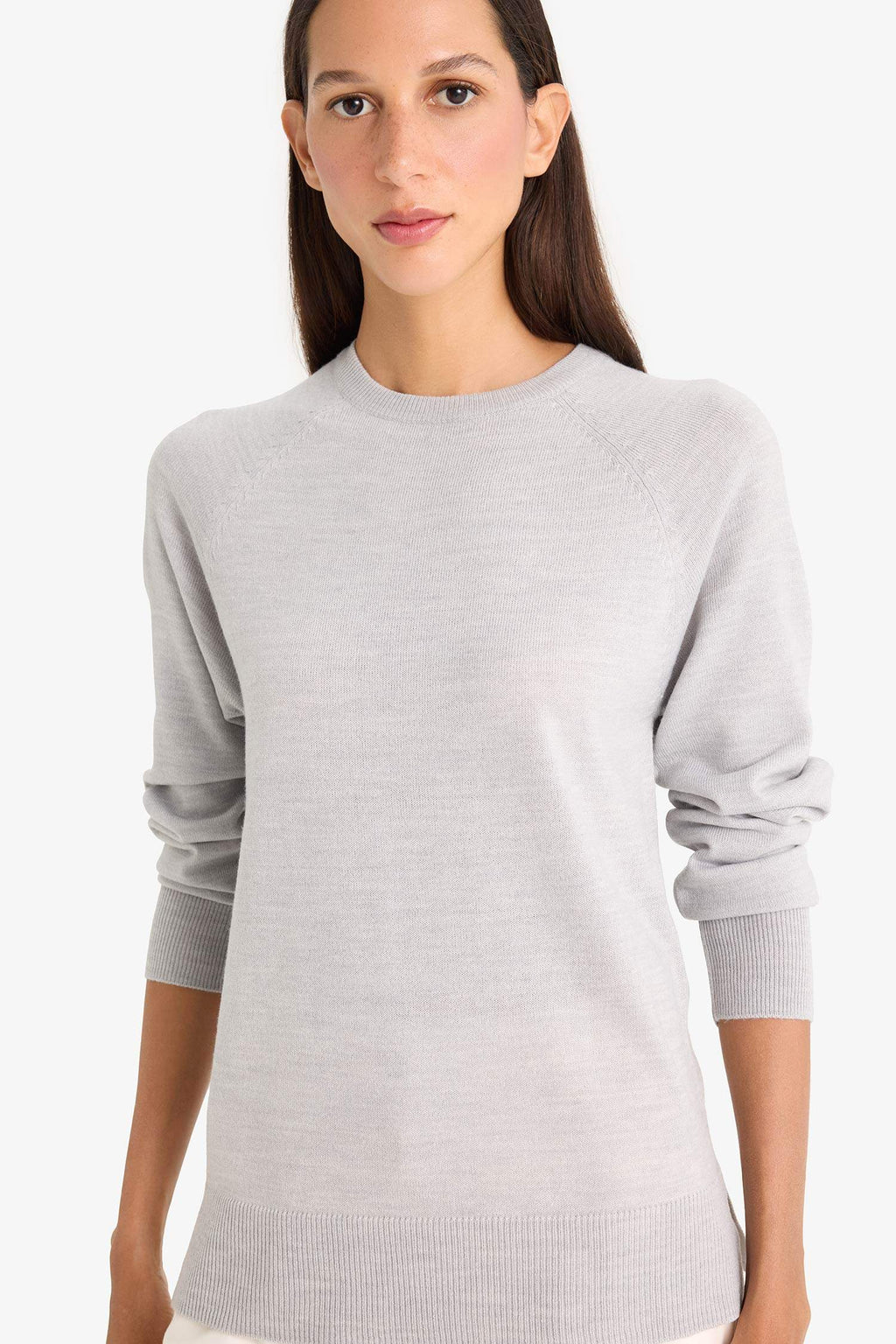 Relax Fit Crew Neck Basic Plain Knit Sweater