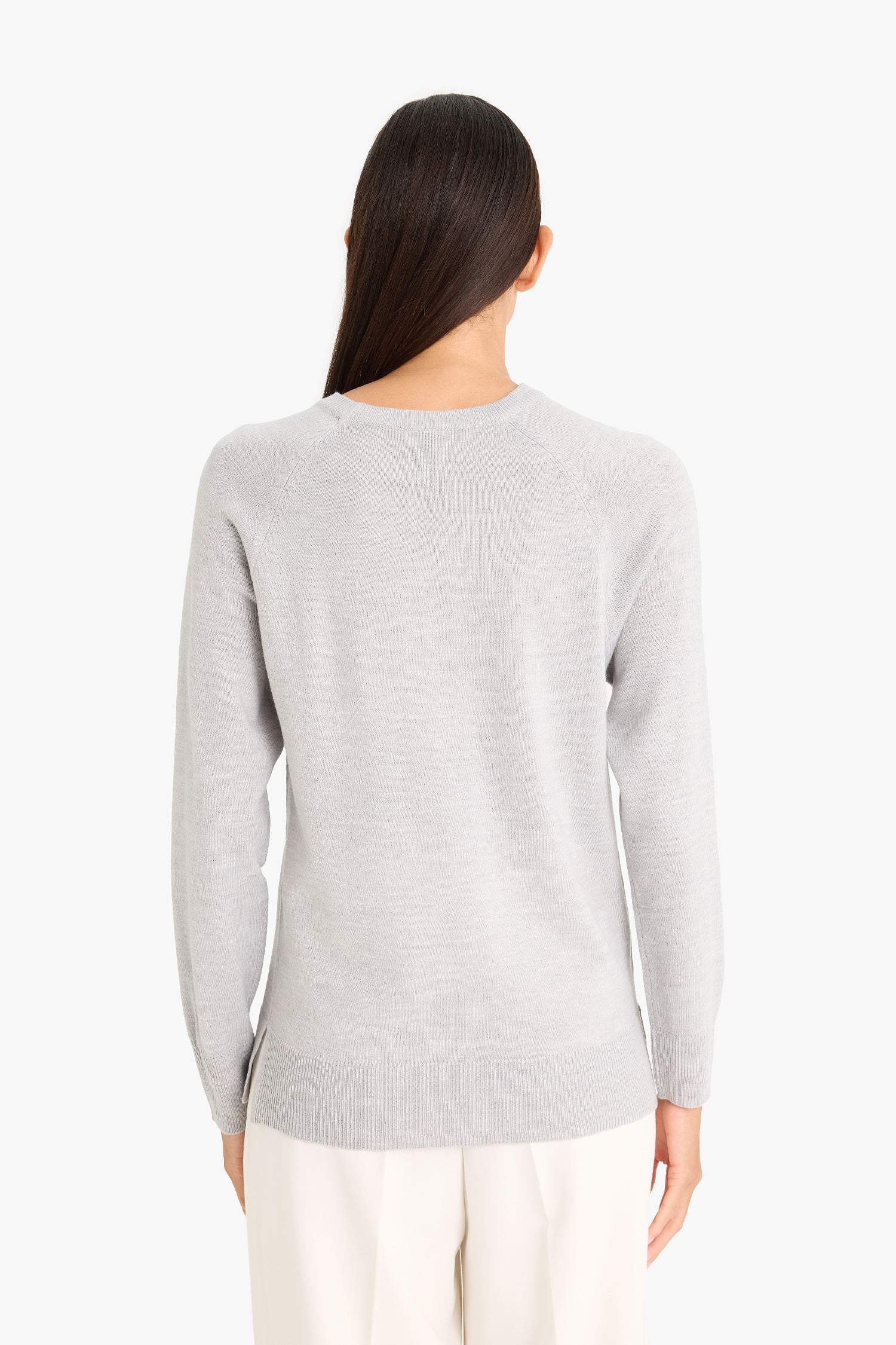 Relax Fit Crew Neck Basic Plain Knit Sweater