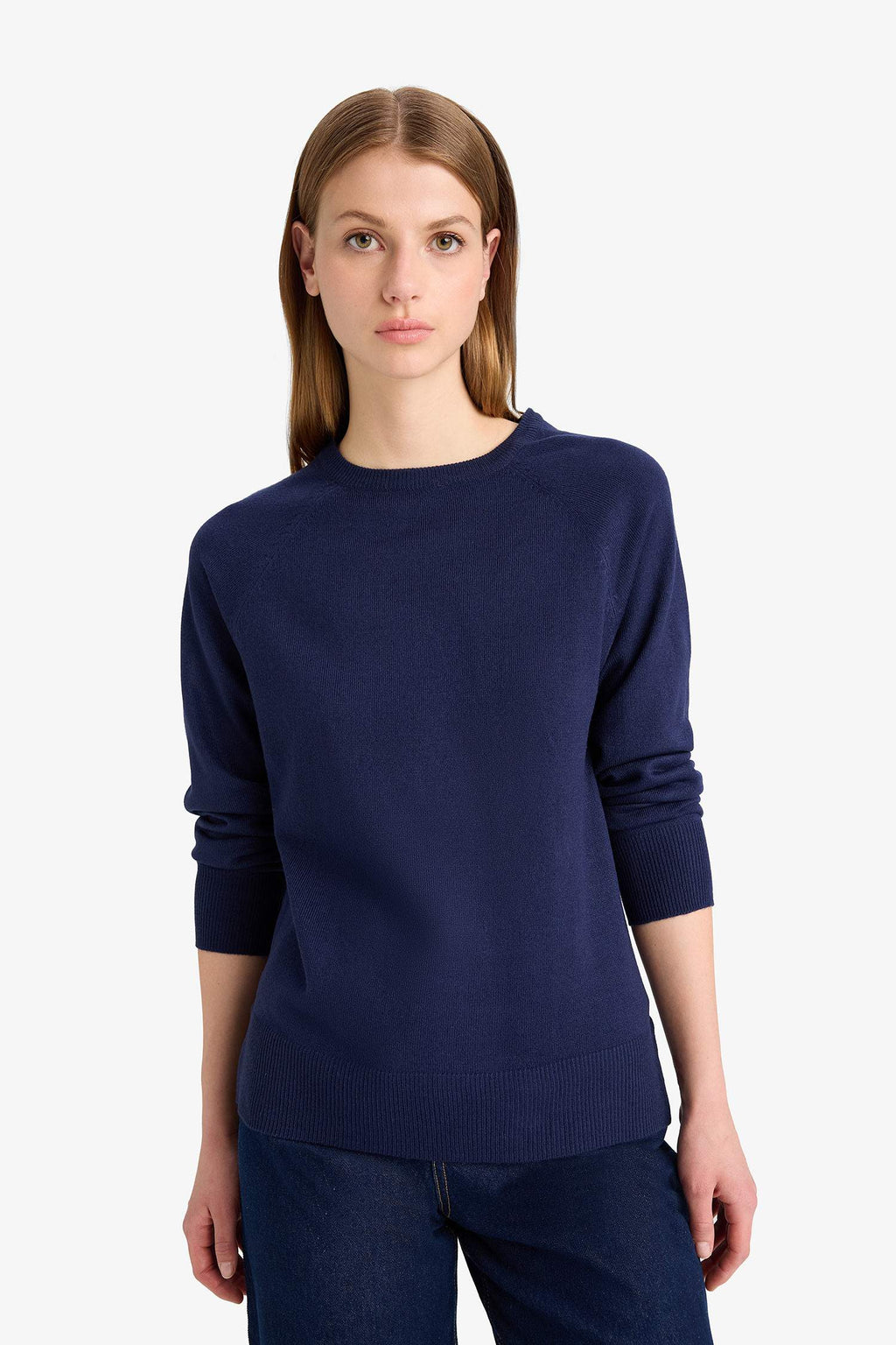 Relax Fit Crew Neck Basic Plain Knit Sweater