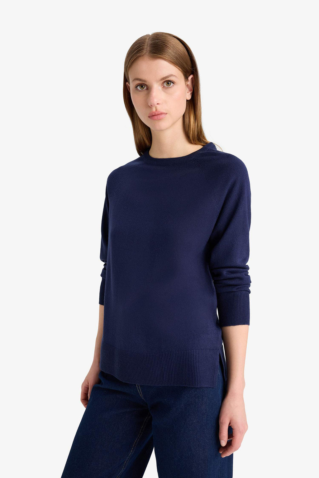 Relax Fit Crew Neck Basic Plain Knit Sweater