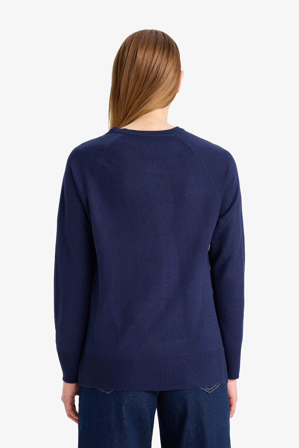 Relax Fit Crew Neck Basic Plain Knit Sweater