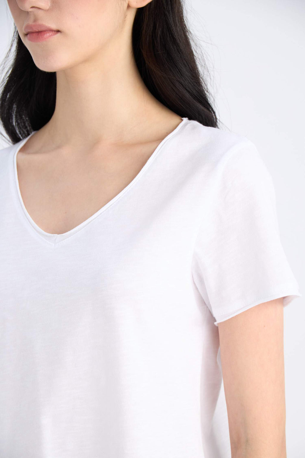 Regular Fit V Neck Basic Short Sleeve T-Shirt